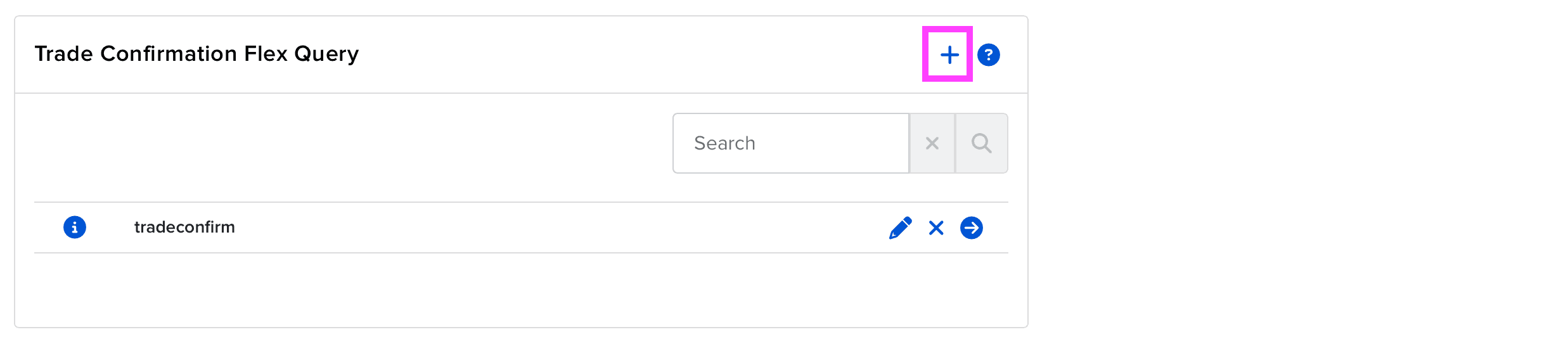 Plus icon in Trade Confirmation Flex Query block