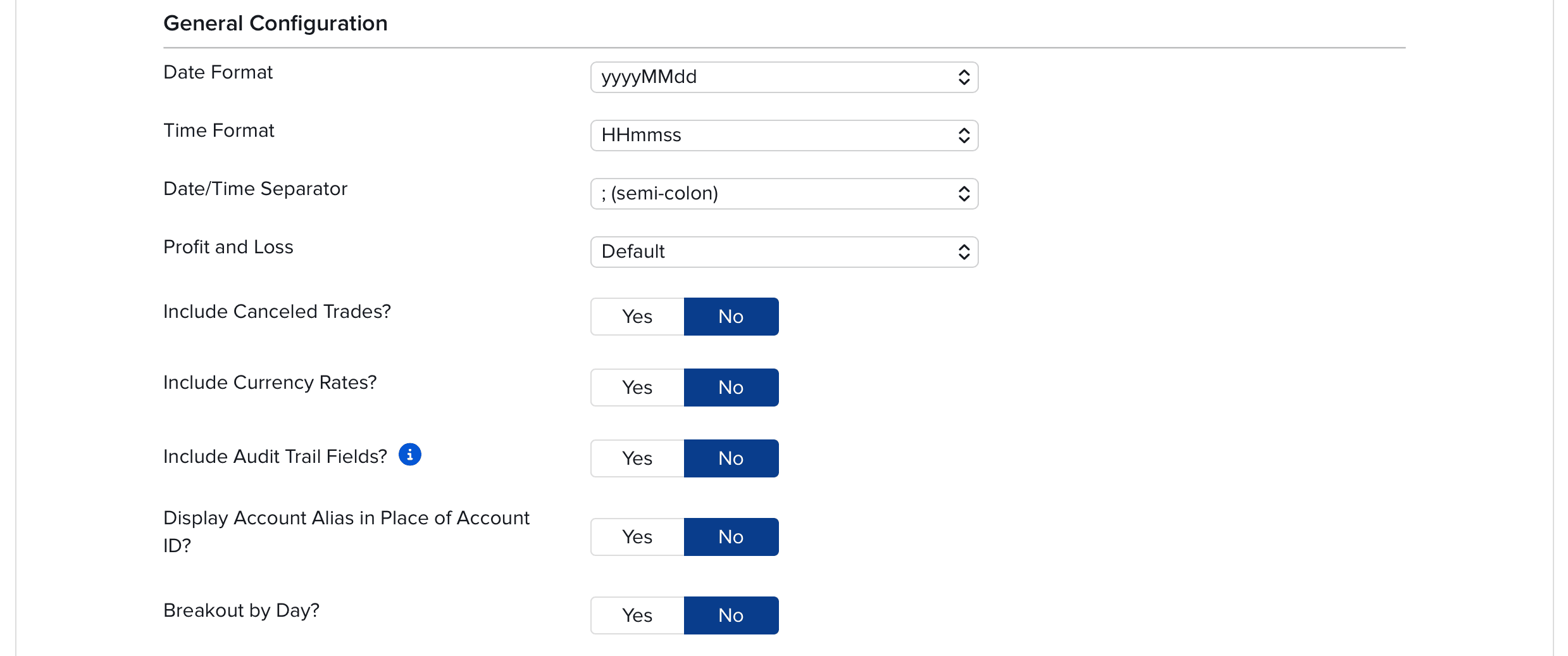 General Configuration defaults